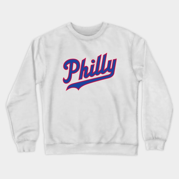 Philly Script - White/Blue Crewneck Sweatshirt by KFig21